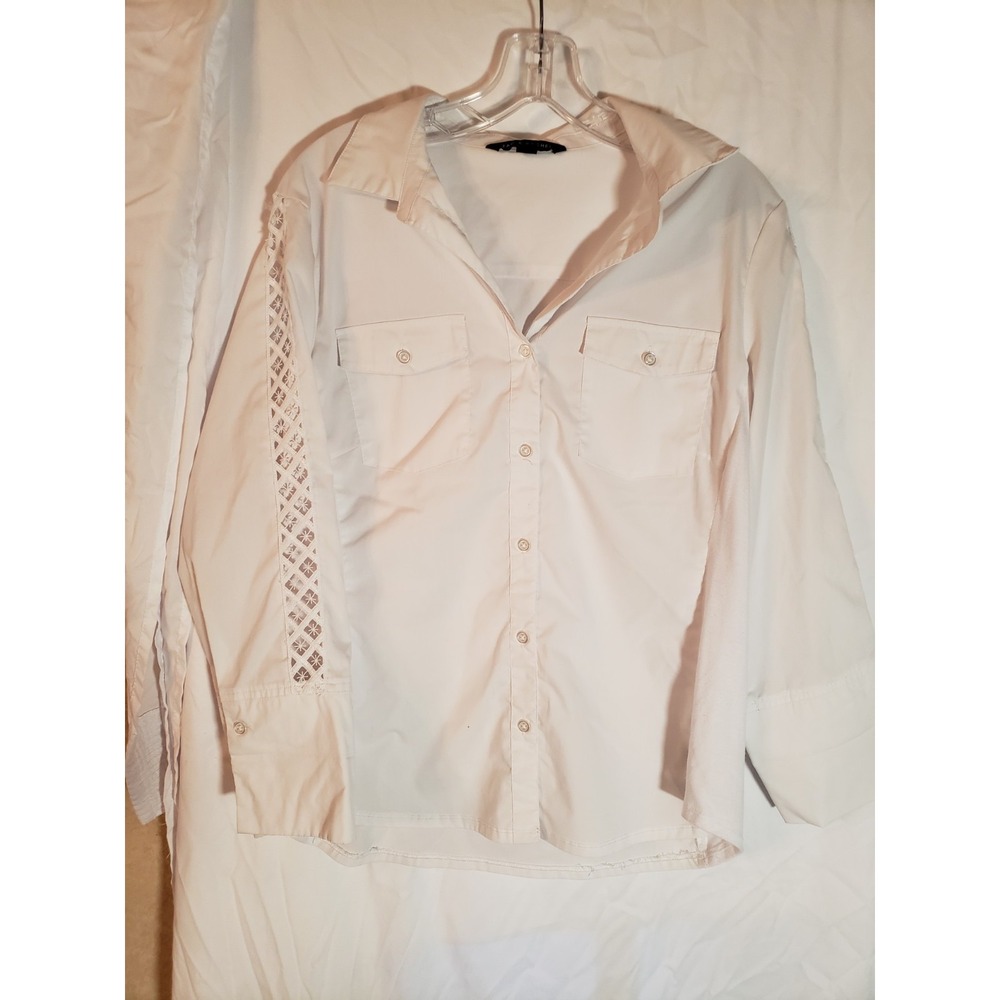 Women's Zac&Rachel White Long Sleeve Shirt Size L